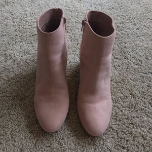 Aldo Pink booties with metallic accent heel